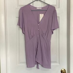 Heatherly Lilac Purple Flutter Sleeve Blouse NWT Plus 2x